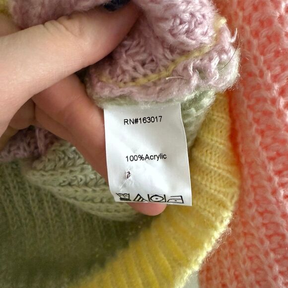 Princess Polly Naomi Cardigan Sweater XS/S Oversized Colorblock Yellow Pink - Picture 5 of 12